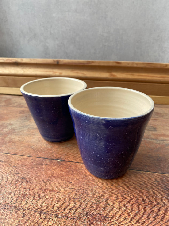 Handmade evening sky blue flared ceramic coffee cup 