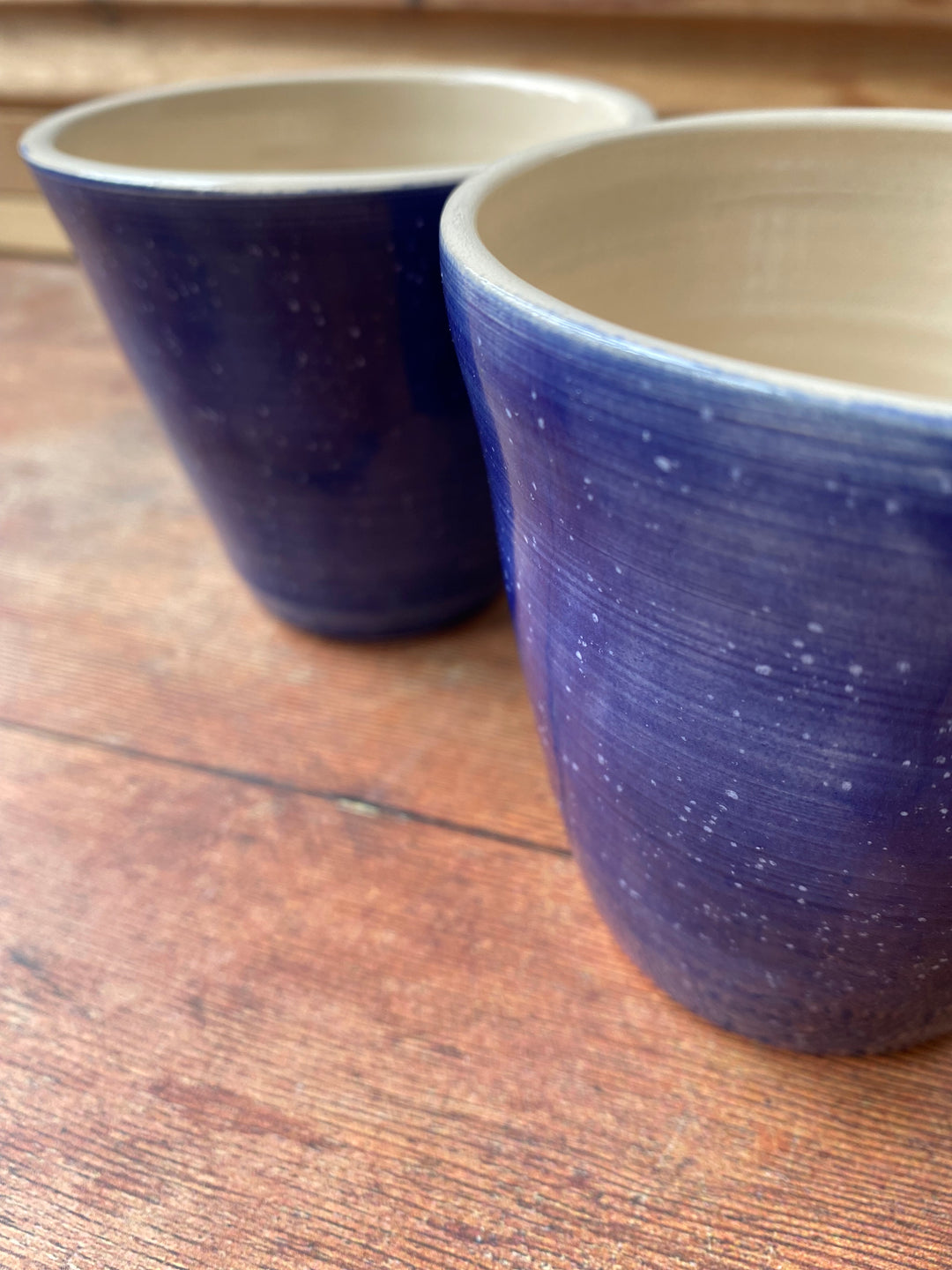 Handmade evening sky blue flared ceramic coffee cup 