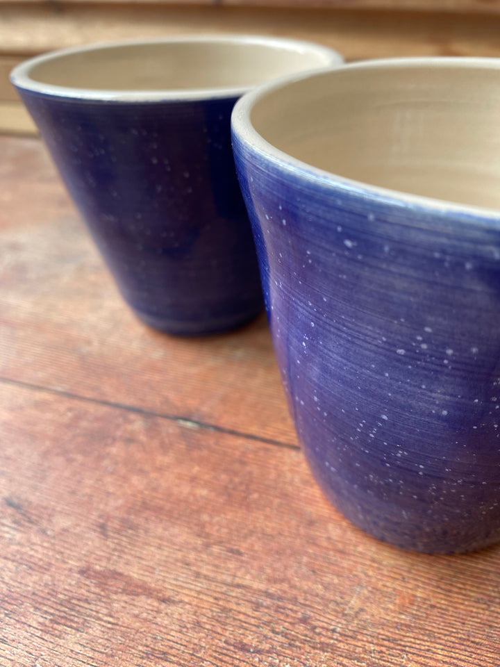 Handmade evening sky blue flared ceramic coffee cup 
