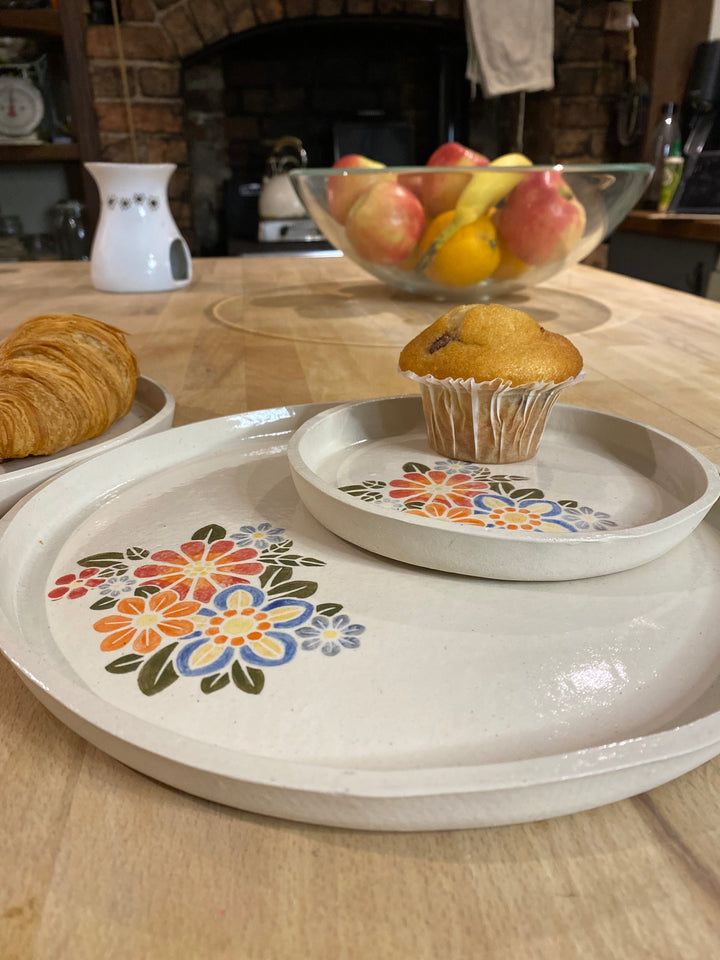 Set of 4 hand decorated floral plates
