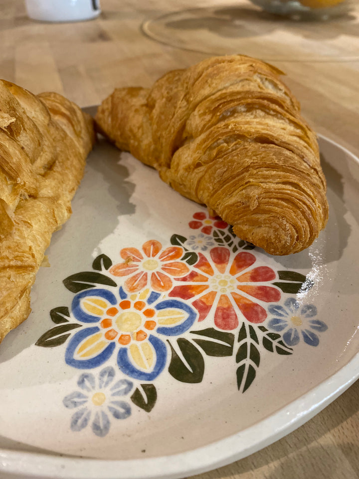 Set of 4 hand decorated floral plates