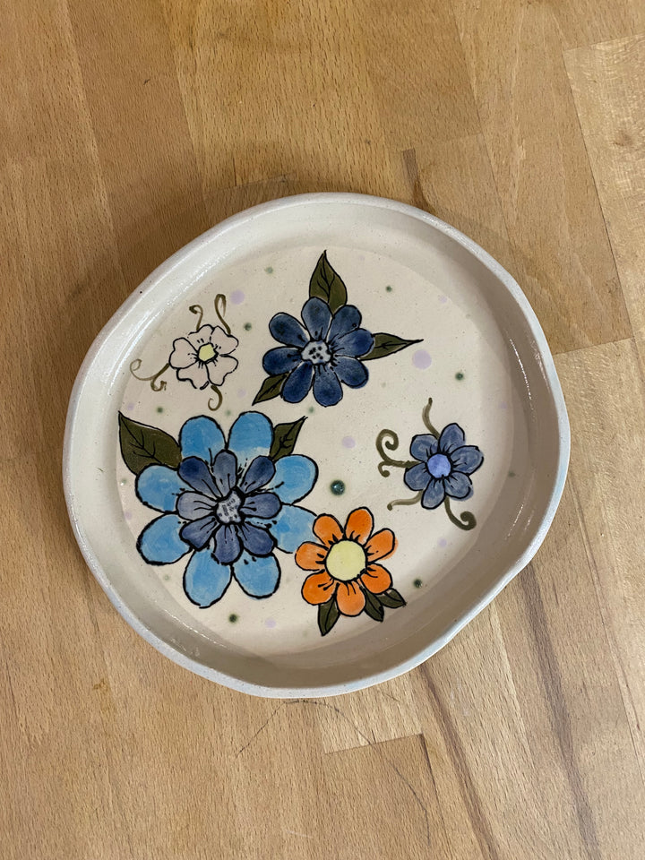 Hand decorated flower plate