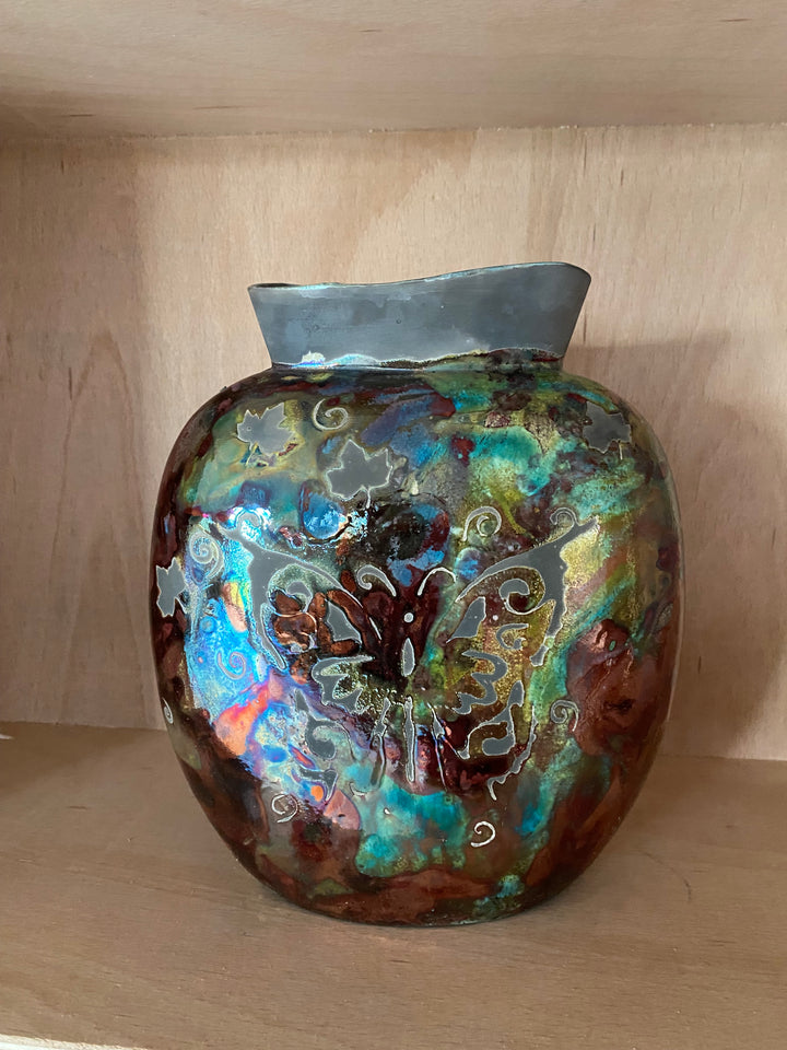 Butterfly Raku Vase