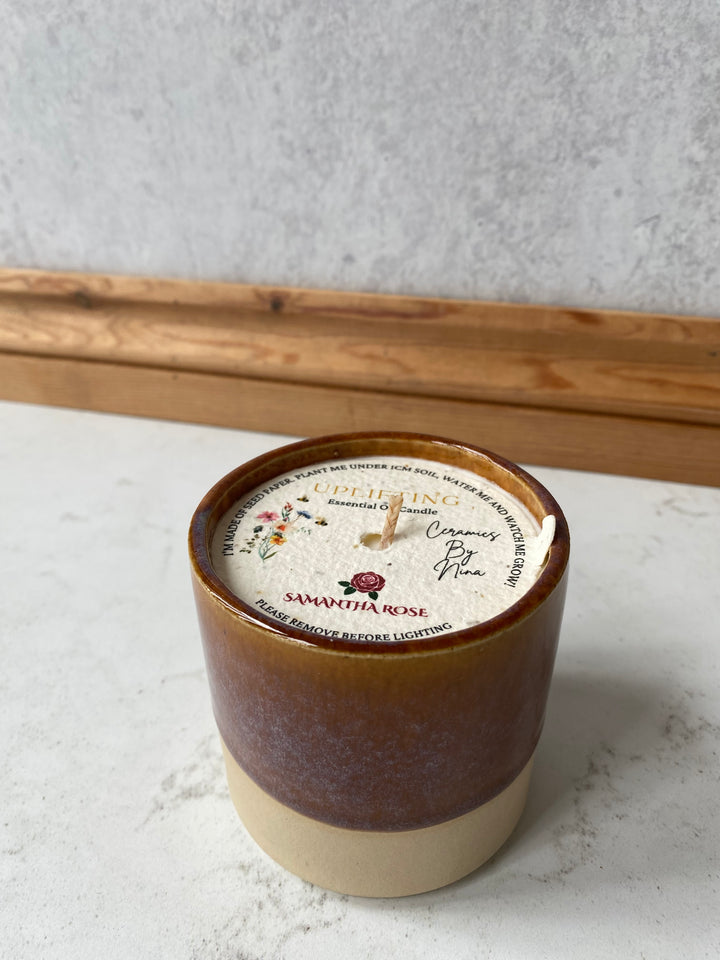 Handmade ceramic uplifting soy candle Golden Gorse Shropshire UK
