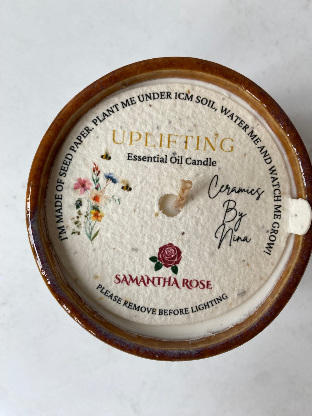 Handmade ceramic uplifting soy candle Golden Gorse Shropshire UK
