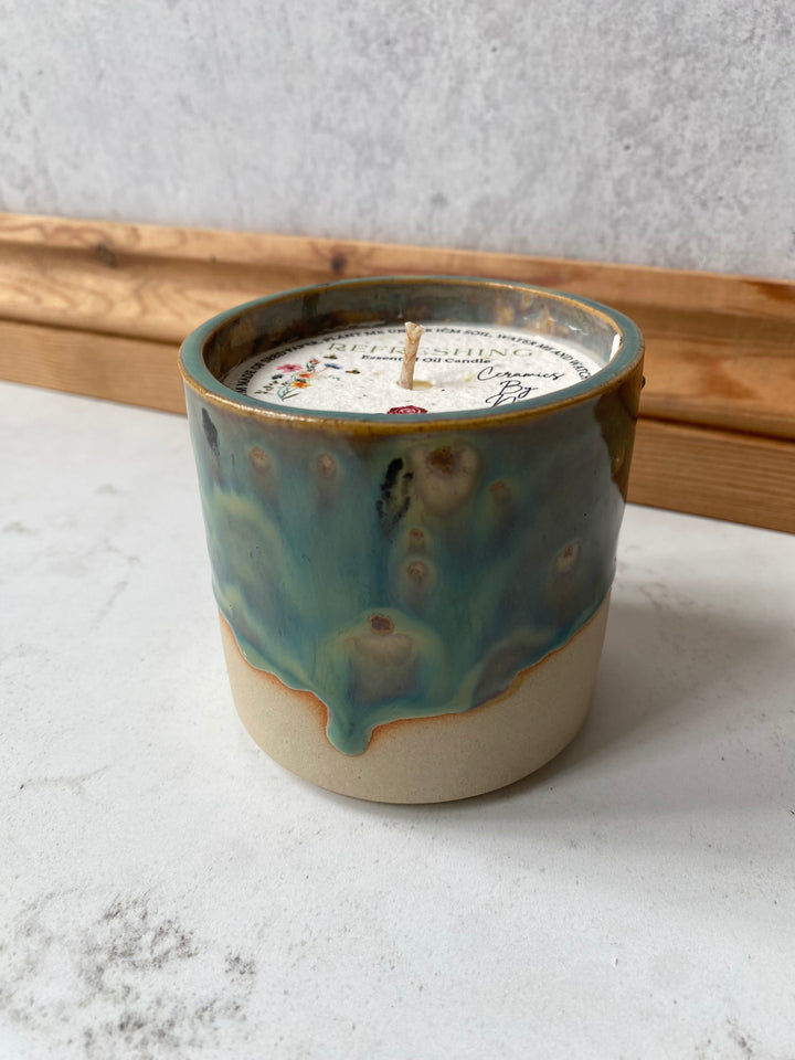 Handmade ceramic refreshing mint soy candle Rain Washed Mint