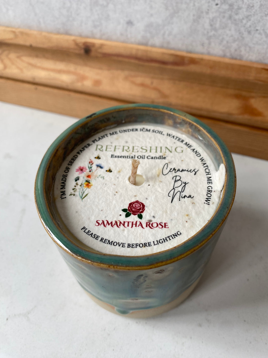 Handmade ceramic refreshing mint soy candle Rain Washed Mint