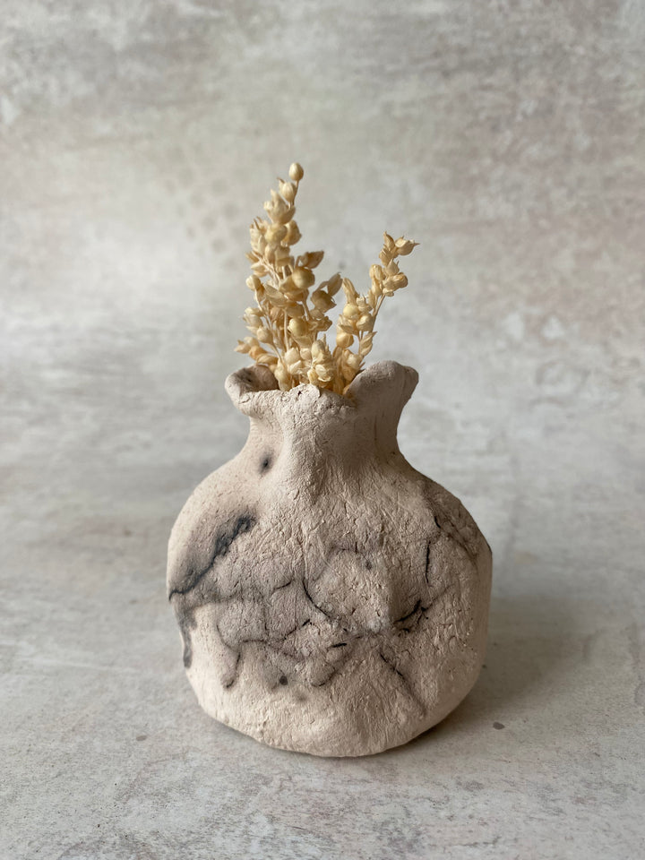 Flame-Fired Poppy Raku Vase