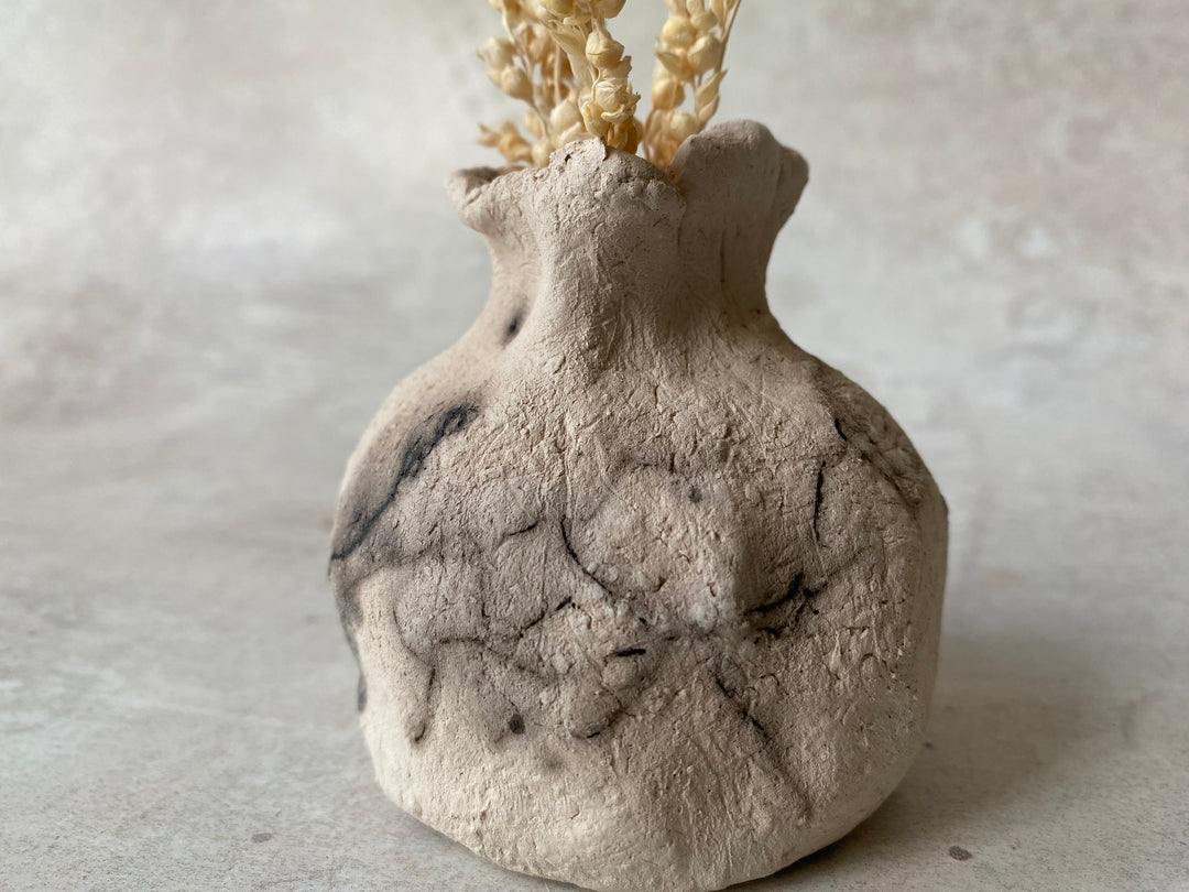 Flame-Fired Poppy Raku Vase