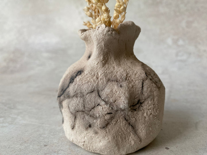 Flame-Fired Poppy Raku Vase