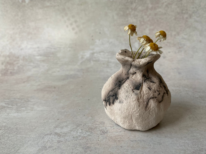 Smoky Ochre Poppy Raku Vase