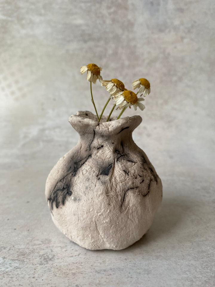 Smoky Ochre Poppy Raku Vase