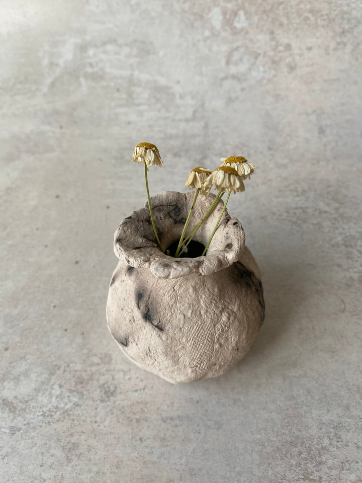 Smoky Ochre Poppy Raku Vase