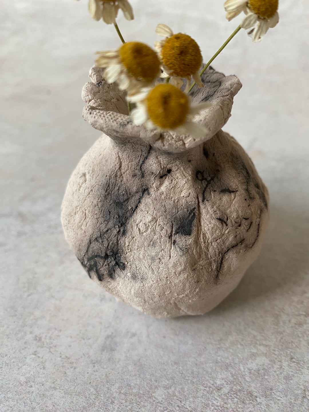 Smoky Ochre Poppy Raku Vase