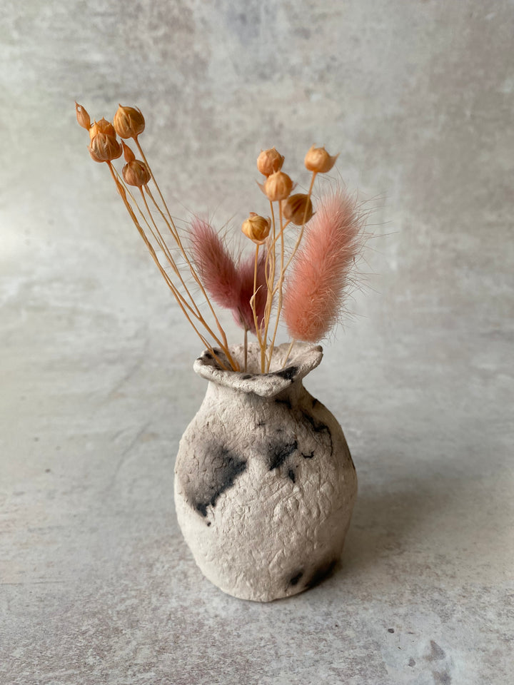 Ash White Poppy Raku Vase