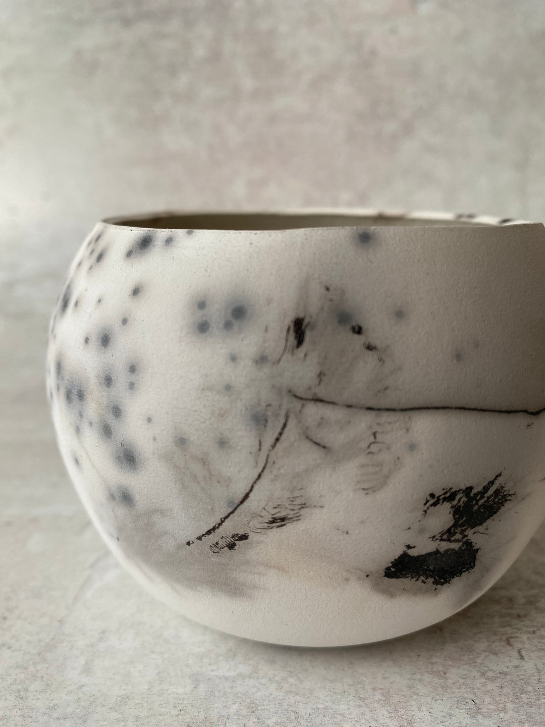 Ethereal White Raku Globe (Feather &amp; Sugar Detail)