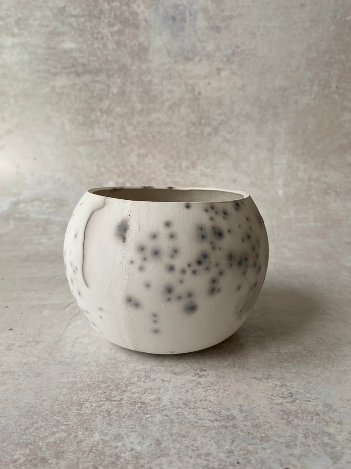 Ethereal White Raku Globe (Feather &amp; Sugar Detail)