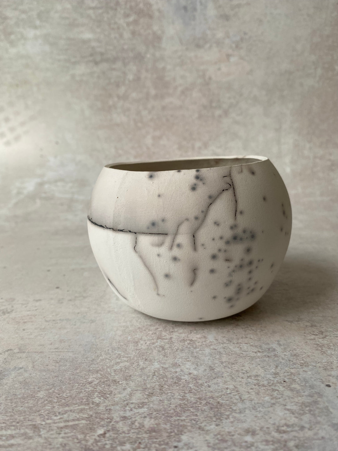 Ethereal White Raku Globe (Feather &amp; Sugar Detail)