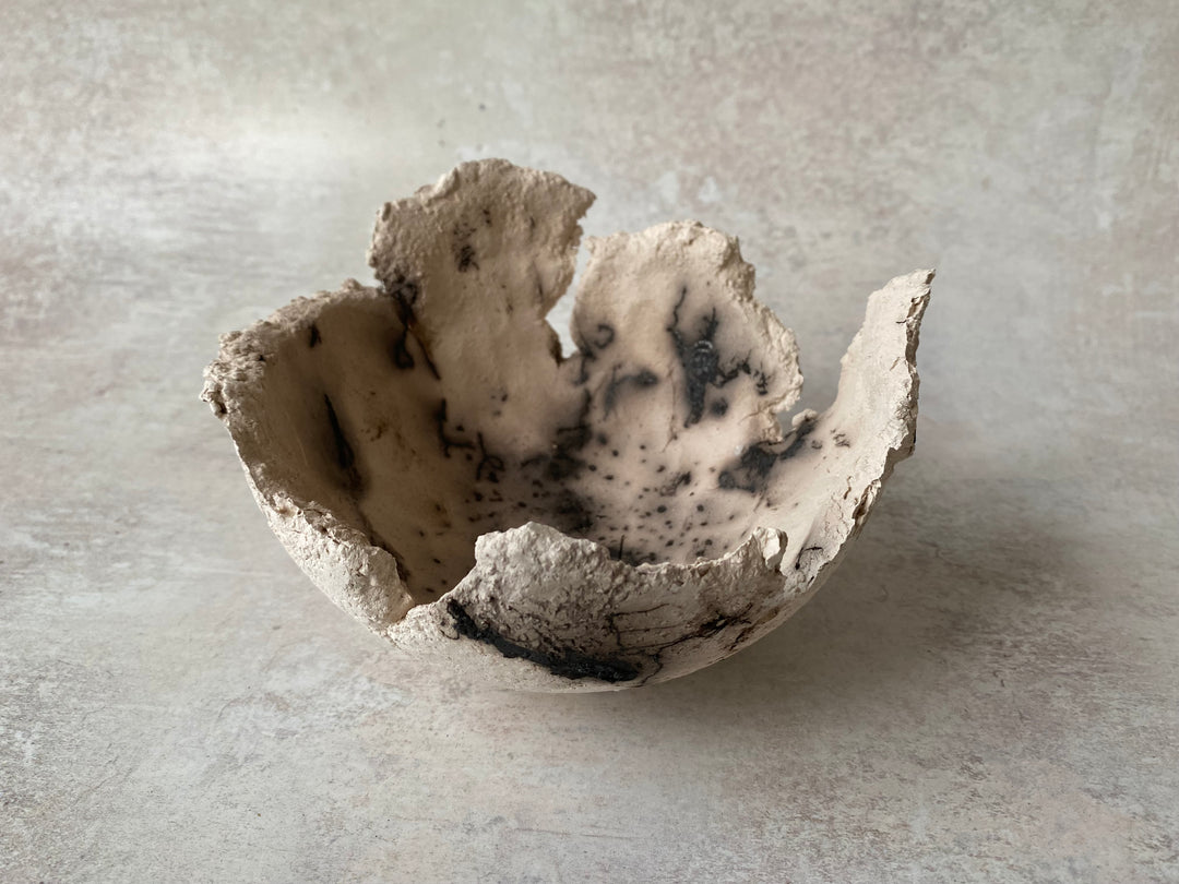 Classical Flared White Textured Raku Bowl