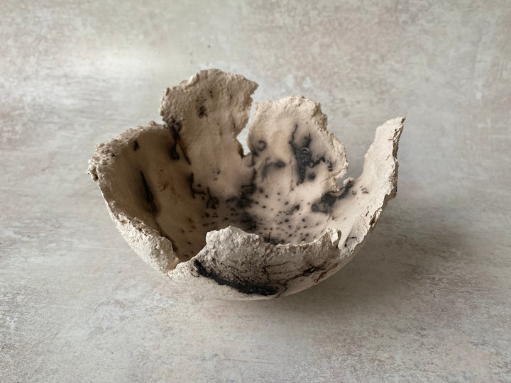 Classical Flared White Textured Raku Bowl