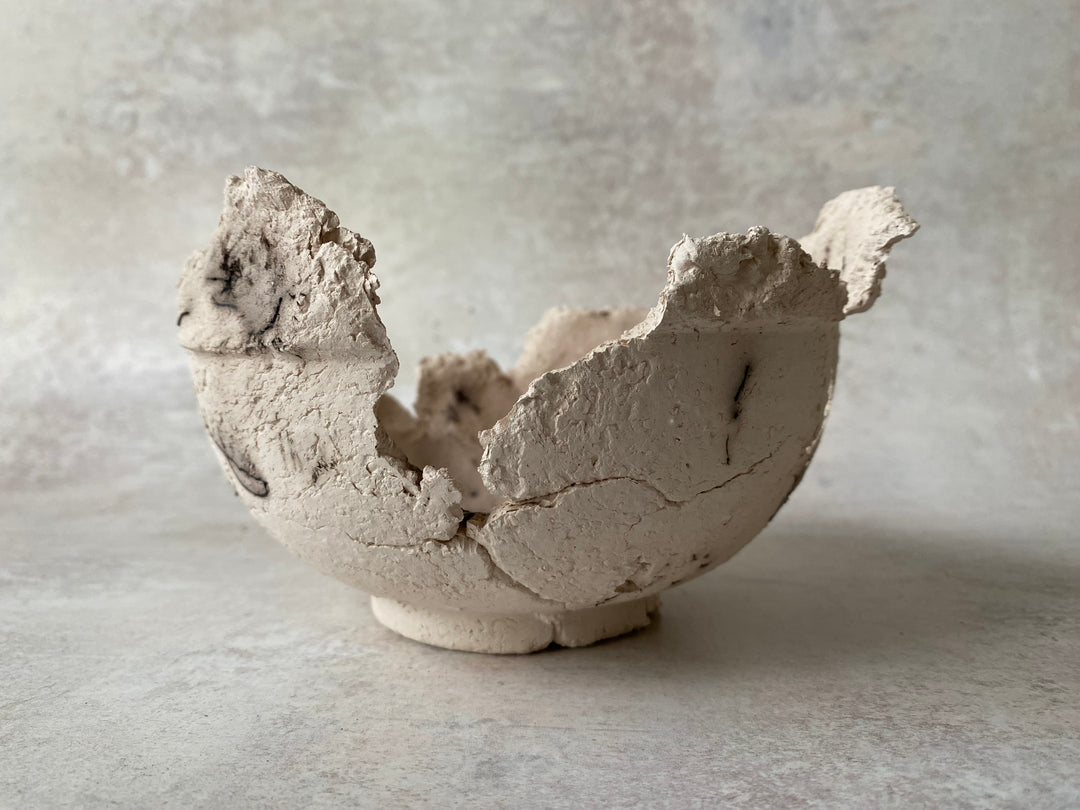 Classical Flared White Textured Raku Bowl