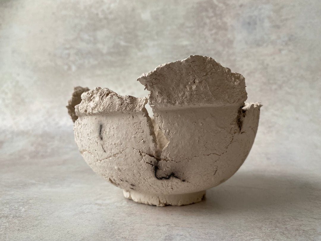 Classical Flared White Textured Raku Bowl