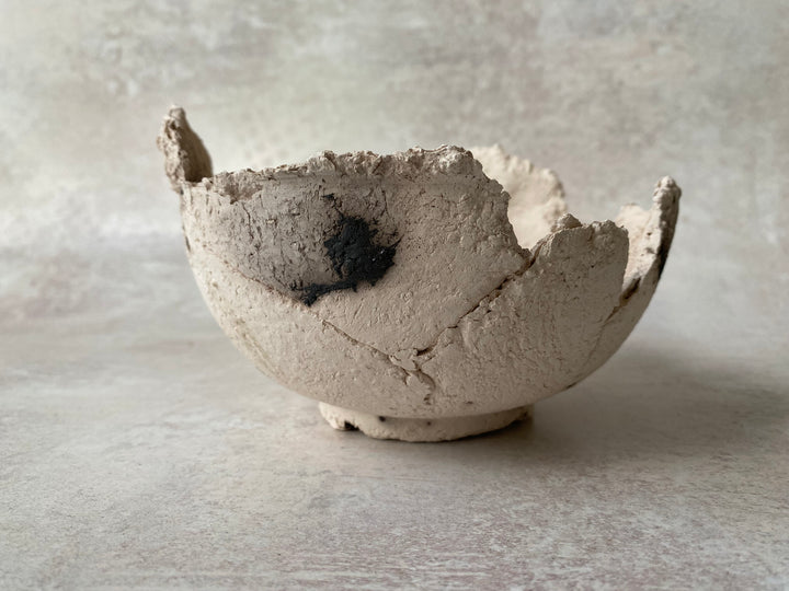 Classical Flared White Textured Raku Bowl