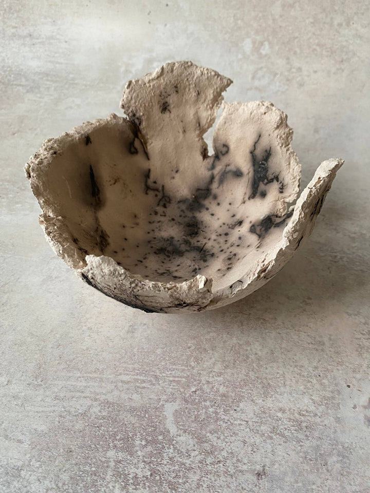 Classical Flared White Textured Raku Bowl