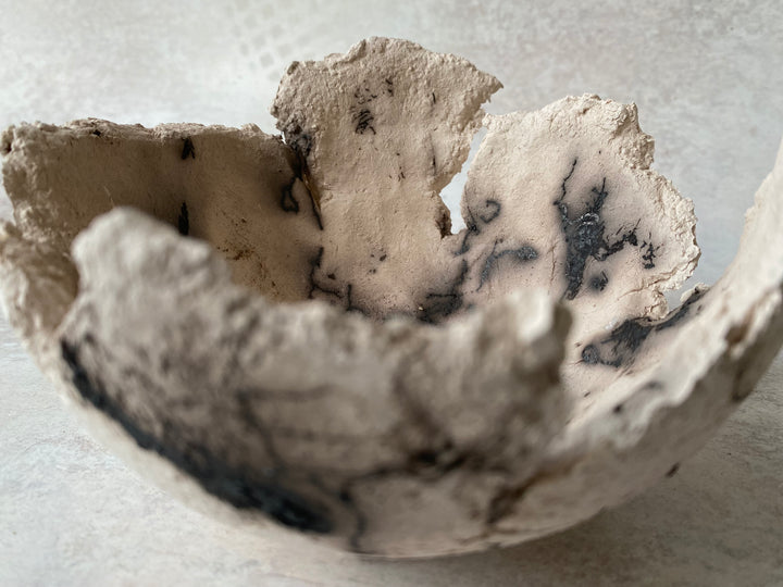 Classical Flared White Textured Raku Bowl