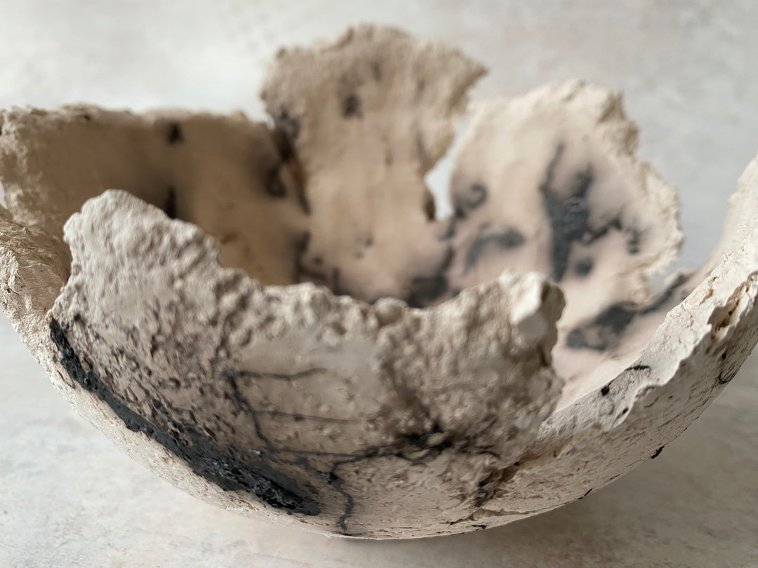Classical Flared White Textured Raku Bowl