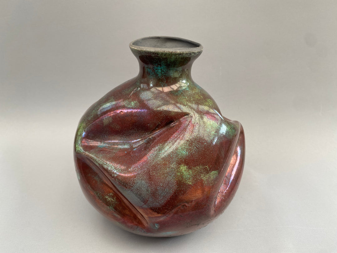 Copper effect Raku Vase