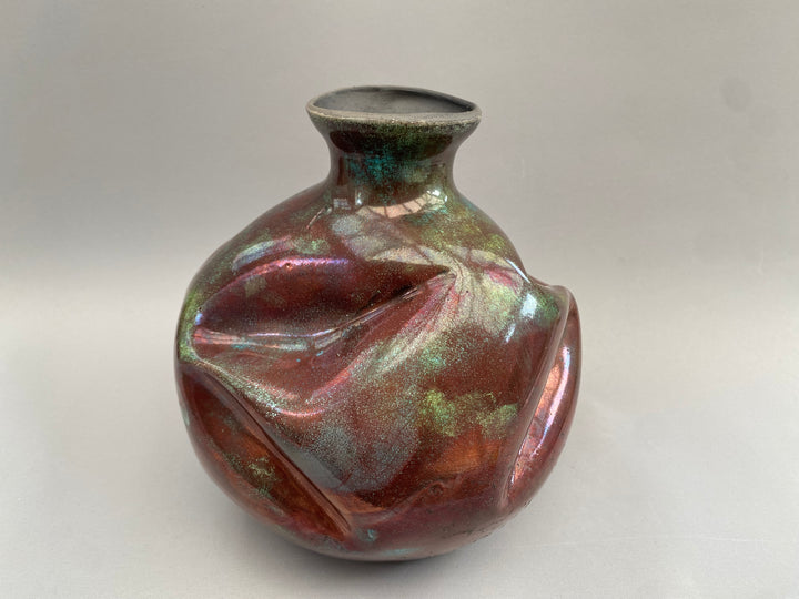Copper effect Raku Vase