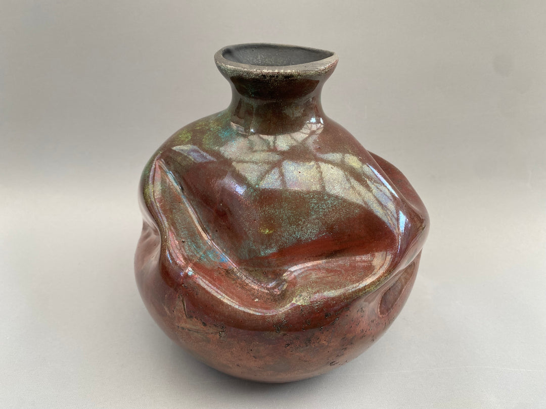 Copper effect Raku Vase